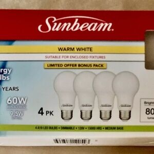 Sunbeam Warm White LED Bulbs 4-Pack